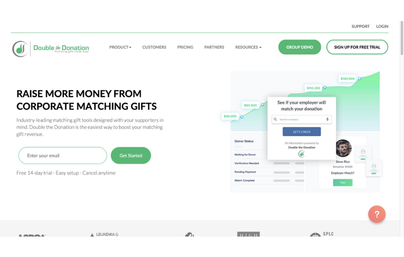 Website Redesign - DoubleTheDonation screenshot 1